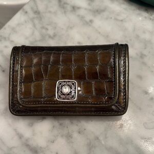 Brighton Crocodile Embossed Wallet with Silver Accent